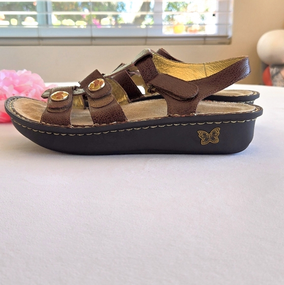 Alegria Kleo Womens Cognac Brown Leather Sandals Shoes Size 10 Open Toe - Picture 3 of 7